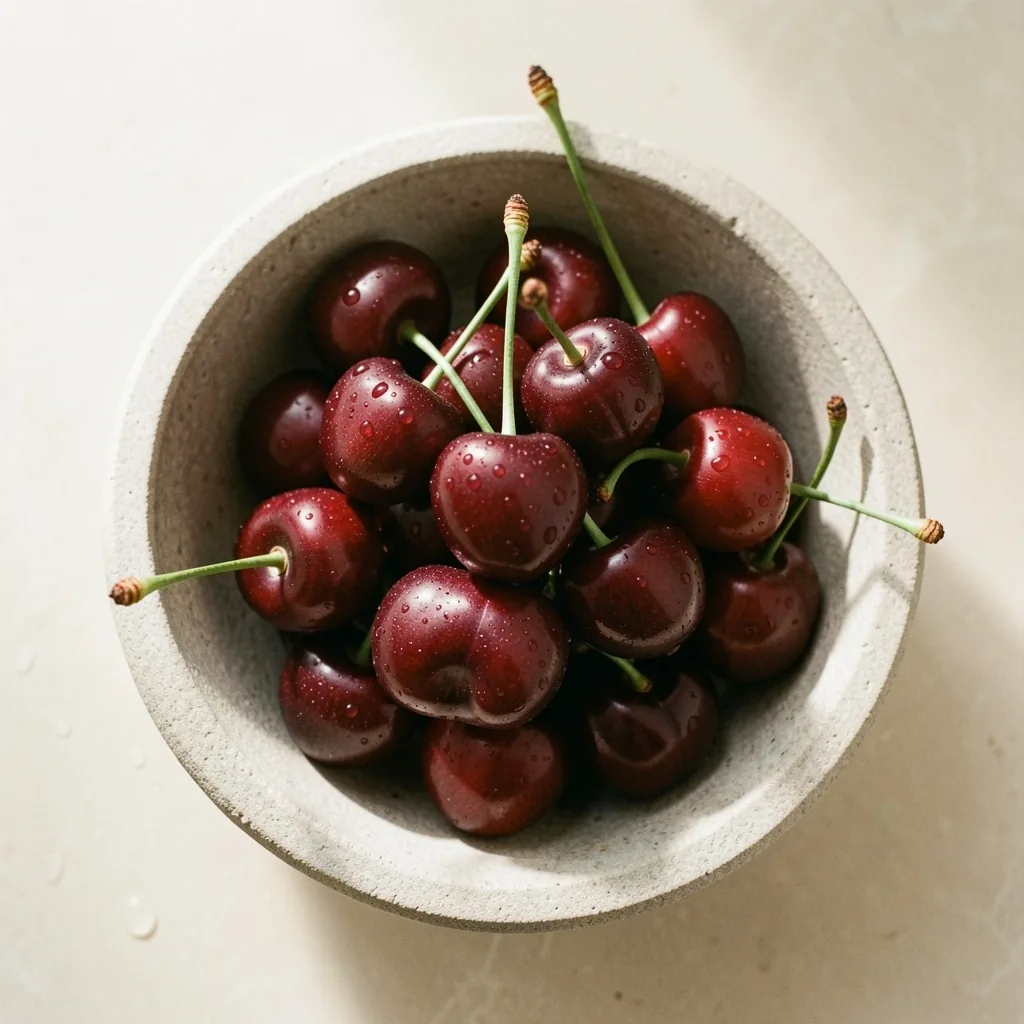 Cerezas frescas de temporada